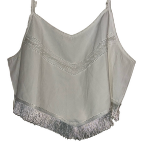 Women’s white Fringe halter top L New